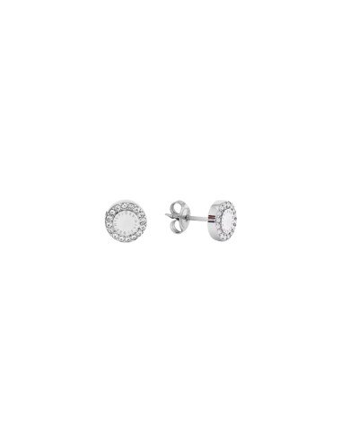 TOMMY HILFIGER PENDIENTES BOTÓN ACERO Y CRISTALES BRILLANTES RF2780907